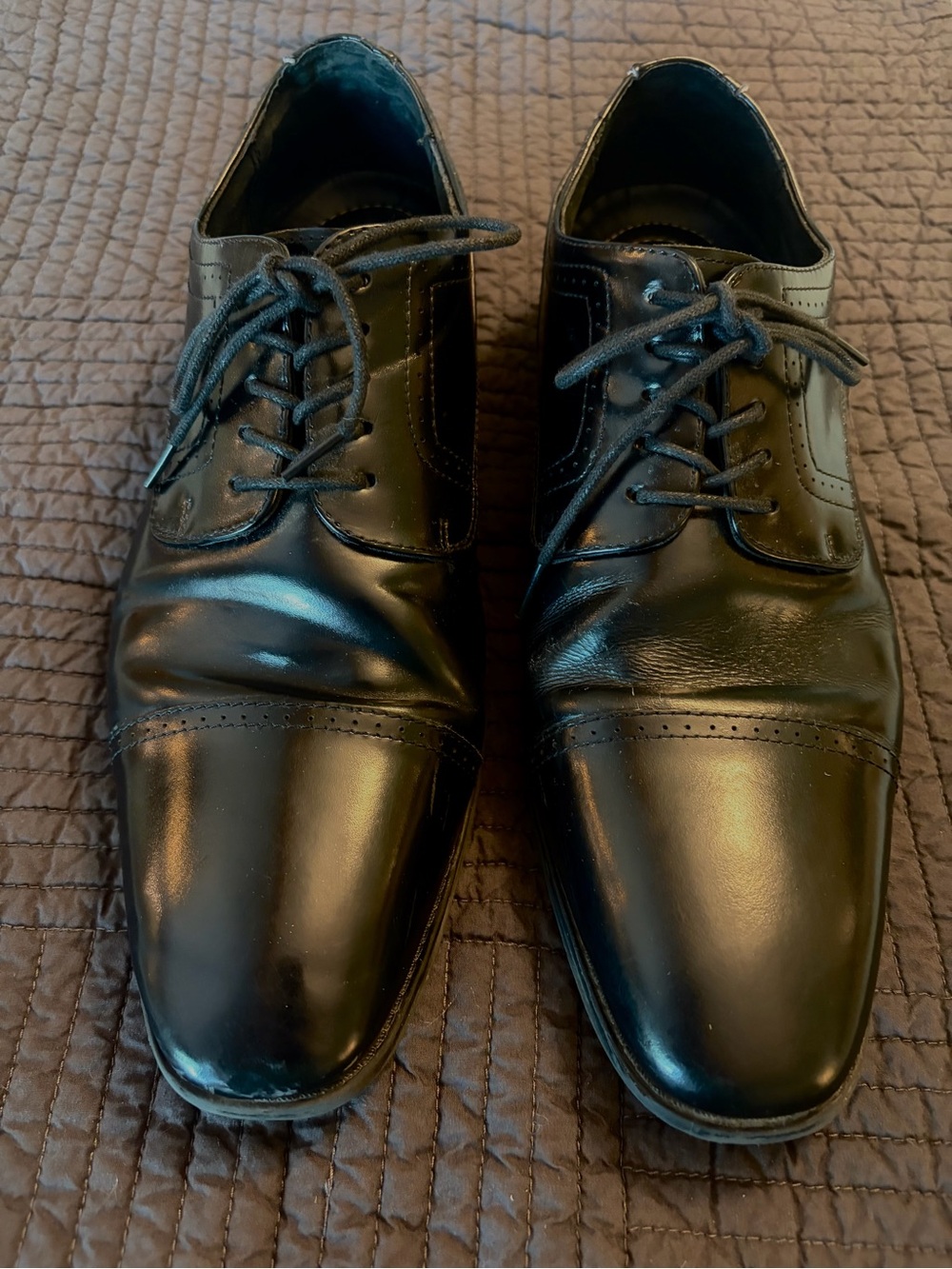 Stacy Adams Black Cap-Toe Derby Dress Shoes